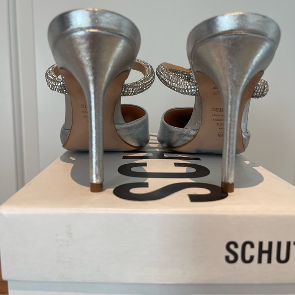 NBW Schutz Pearl silver metallic heel with crystal details - Picture 4 of 6